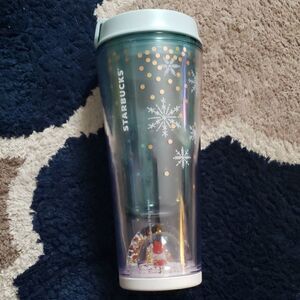 Starbucks Tumbler 12 oz Blue Santa Globe Water Ball Cup